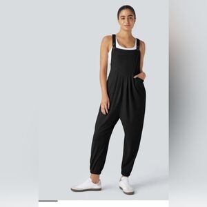 Halara Black Adj. Strap Button Multiple Pockets Waffle Casual Overalls sz L